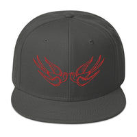 Red Falling Sparrows Tattoo Style Bird Embroidered Flat Bill Cap embroidered snapback hat, product image 27