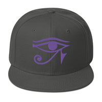 Purple Eye of Ra Egyptian Goddess Embroidered Flat Bill Cap embroidered snapback hat, product image 27