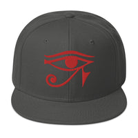 Red Eye of Ra Egyptian Goddess Embroidered Flat Bill Cap embroidered snapback hat, product image 27