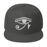 White Eye of Ra Egyptian Goddess Embroidered Flat Bill Cap embroidered snapback hat, product image 27