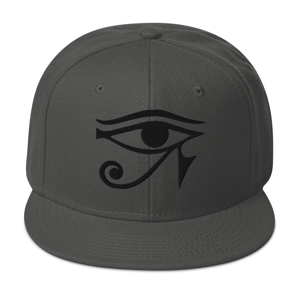 Black Eye of Ra Egyptian Goddess Embroidered Flat Bill Cap Snapback Hat