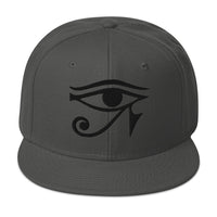 Black Eye of Ra Egyptian Goddess Embroidered Flat Bill Cap embroidered snapback hat, product image 28