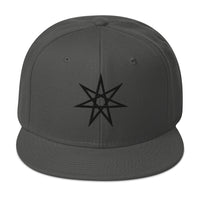 Black Elven Star Witchcraft Symbol Embroidered Flat Bill Cap embroidered snapback hat, product image 28