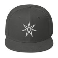 White Elven Star Witchcraft Symbol Embroidered Flat Bill Cap embroidered snapback hat, product image 26