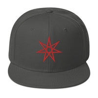 Red Elven Star Witchcraft Symbol Embroidered Flat Bill Cap embroidered snapback hat, product image 27