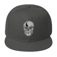 Death Skull Embroidered Horror Style Flat Bill Cap embroidered snapback hat, product image 27