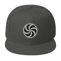 White Deadly Swirl Spike Symbol Embroidered Flat Bill Cap embroidered snapback hat, product image 27