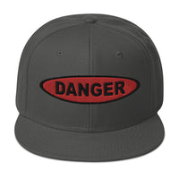Red Danger Warning Sign Embroidered Flat Bill Cap embroidered snapback hat, product image 27