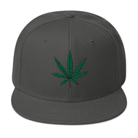 Cannabis Pot Leaf Marijuana Embroidered Flat Bill Cap embroidered snapback hat, product image 28