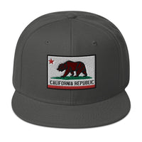 California U.S. State Flag Embroidered Flat Bill Cap embroidered snapback hat, product image 28