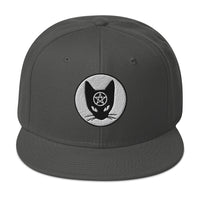 Black Cat Wiccan Pentagram Embroidered Flat Bill Cap embroidered snapback hat, product image 28