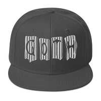 Black and White Vertical Stripe Goth Embroidered Flat Bill Cap embroidered snapback hat, product image 27