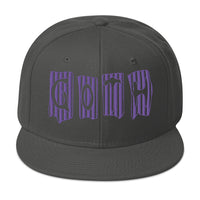 Black and Purple Vertical Stripe Goth Embroidered Flat Bill Cap embroidered snapback hat, product image 27