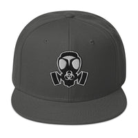 White Bio Hazard Gas Mask Embroidered Flat Bill Cap embroidered snapback hat, product image 27
