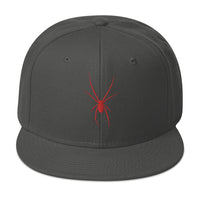 Red Arachnid Creepy Black Widow Spider Embroidered Flat Bill Cap embroidered snapback hat, product image 27