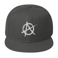 White Anarchy Sign Punk Rock Chaos Embroidered Flat Bill Cap embroidered snapback hat, product image 27