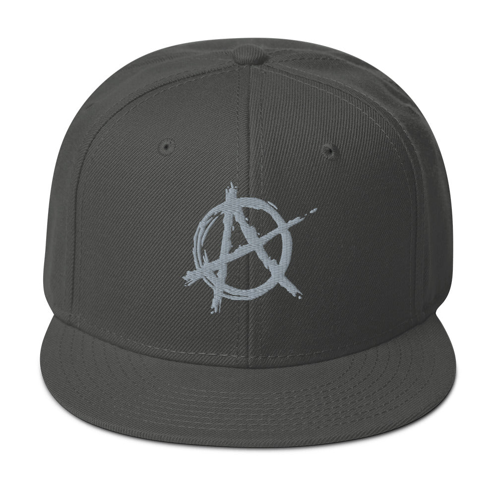 Grey Anarchy Sign Punk Rock Chaos Embroidered Flat Bill Cap Snapback Hat