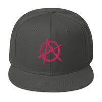 Pink Anarchy Sign Punk Rock Chaos Embroidered Flat Bill Cap embroidered snapback hat, product image 28