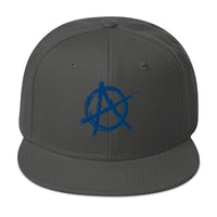 Blue Anarchy Sign Punk Rock Chaos Embroidered Flat Bill Cap embroidered snapback hat, product image 28