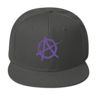 Purple Anarchy Sign Punk Rock Chaos Embroidered Flat Bill Cap embroidered snapback hat, product image 27