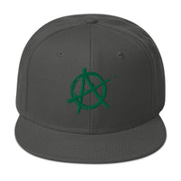 Green Anarchy Sign Punk Rock Chaos Embroidered Flat Bill Cap embroidered snapback hat, product image 27