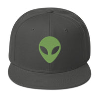 Alien Face Little Green Men Embroidered Flat Bill Cap embroidered snapback hat, product image 27