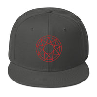 Red 9 Point Star Pentagram Occult Symbol Embroidered Flat Bill Cap embroidered snapback hat, product image 27