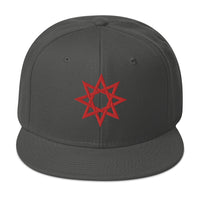 Red 8 Point Star Octagram Anu God Embroidered Flat Bill Cap embroidered snapback hat, product image 27