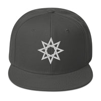 White 8 Point Star Octagram Anu God Embroidered Flat Bill Cap embroidered snapback hat, product image 27