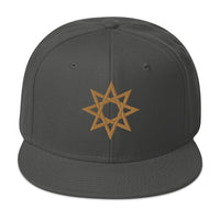 Gold 8 Point Star Octagram Anu God Embroidered Flat Bill Cap embroidered snapback hat, product image 27