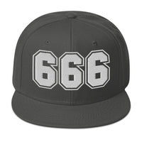White 666 The Number of the Beast Evil Embroidered Flat Bill Cap embroidered snapback hat, product image 27