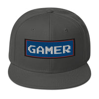 80's Retro Style 8 Bit Gamer Embroidered Flat Bill Cap embroidered snapback hat, product image 27