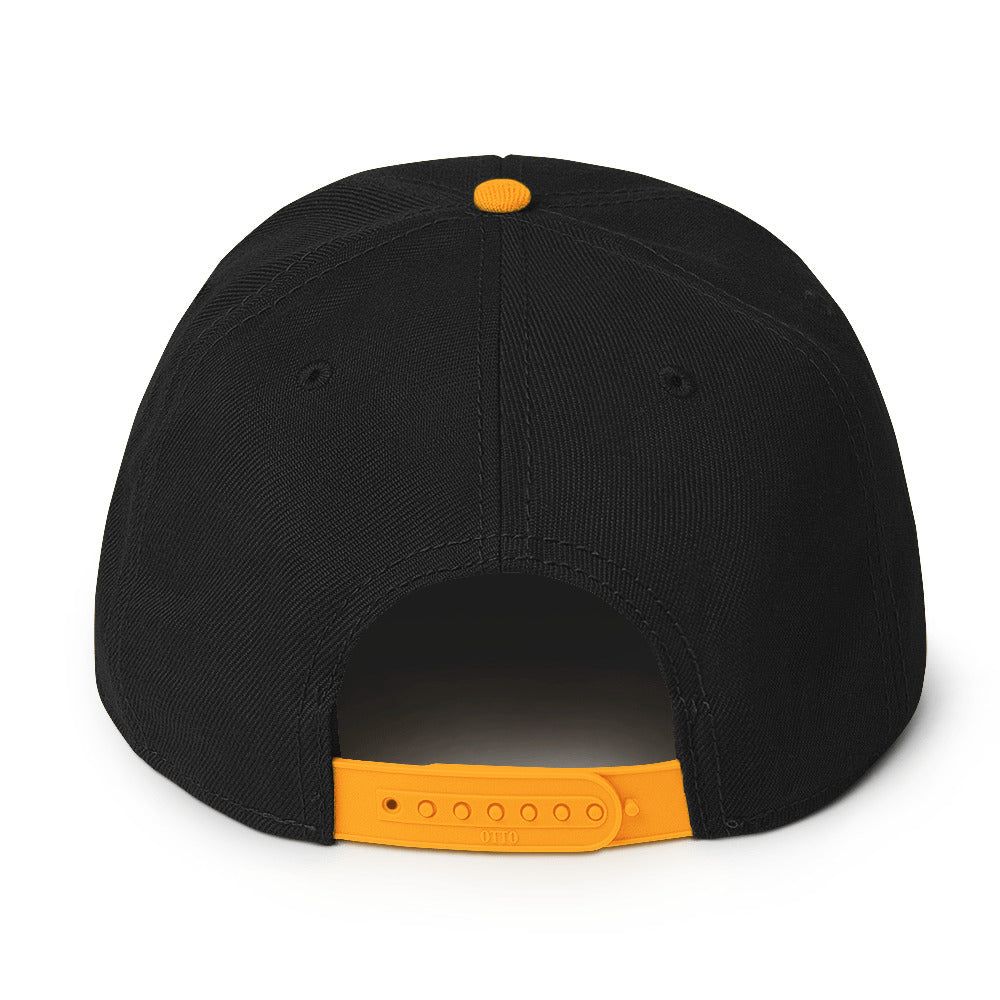 Black Inverted Pentagram Occult Symbol Embroidered Flat Bill Cap Snapback Hat