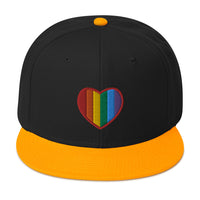 Gay Pride Rainbow Colors Heart Embroidered Flat Bill Cap embroidered snapback hat, product image 16