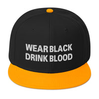 Wear Black Drink Blood Embroidered Flat Bill Cap embroidered snapback hat, product image 15