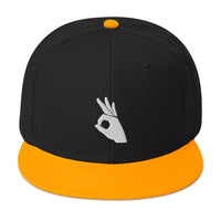 Okay Sign Hand Gesture Symbol Embroidered Flat Bill Cap embroidered snapback hat, product image 15