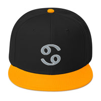 Zodiac Sign Cancer Embroidered Flat Bill Cap embroidered snapback hat, product image 14