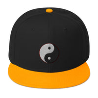 Yin and Yang Chinese Symbol Embroidered Flat Bill Cap embroidered snapback hat, product image 15