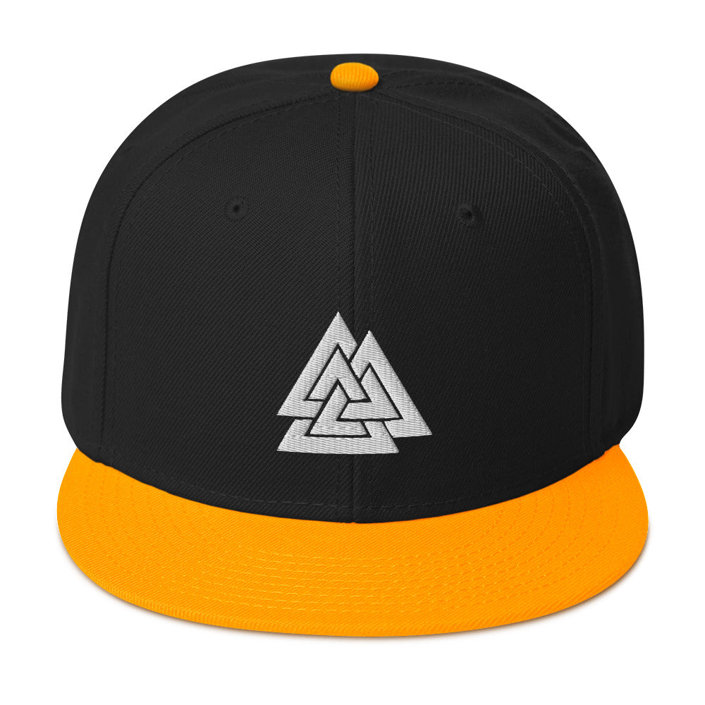 Viking Valknut Triangles of Power and Glory Embroidered Flat Bill Cap Snapback Hat