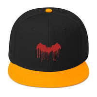 Red Vampire Bat Blood Drip Embroidered Flat Bill Cap embroidered snapback hat, product image 15