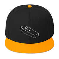 White Toe Pincher Coffin with Cross Embroidered Flat Bill Cap embroidered snapback hat, product image 15