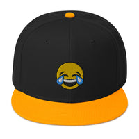 Tears of Joy Emoji Crying Emoticon Embroidered Flat Bill Cap embroidered snapback hat, product image 16