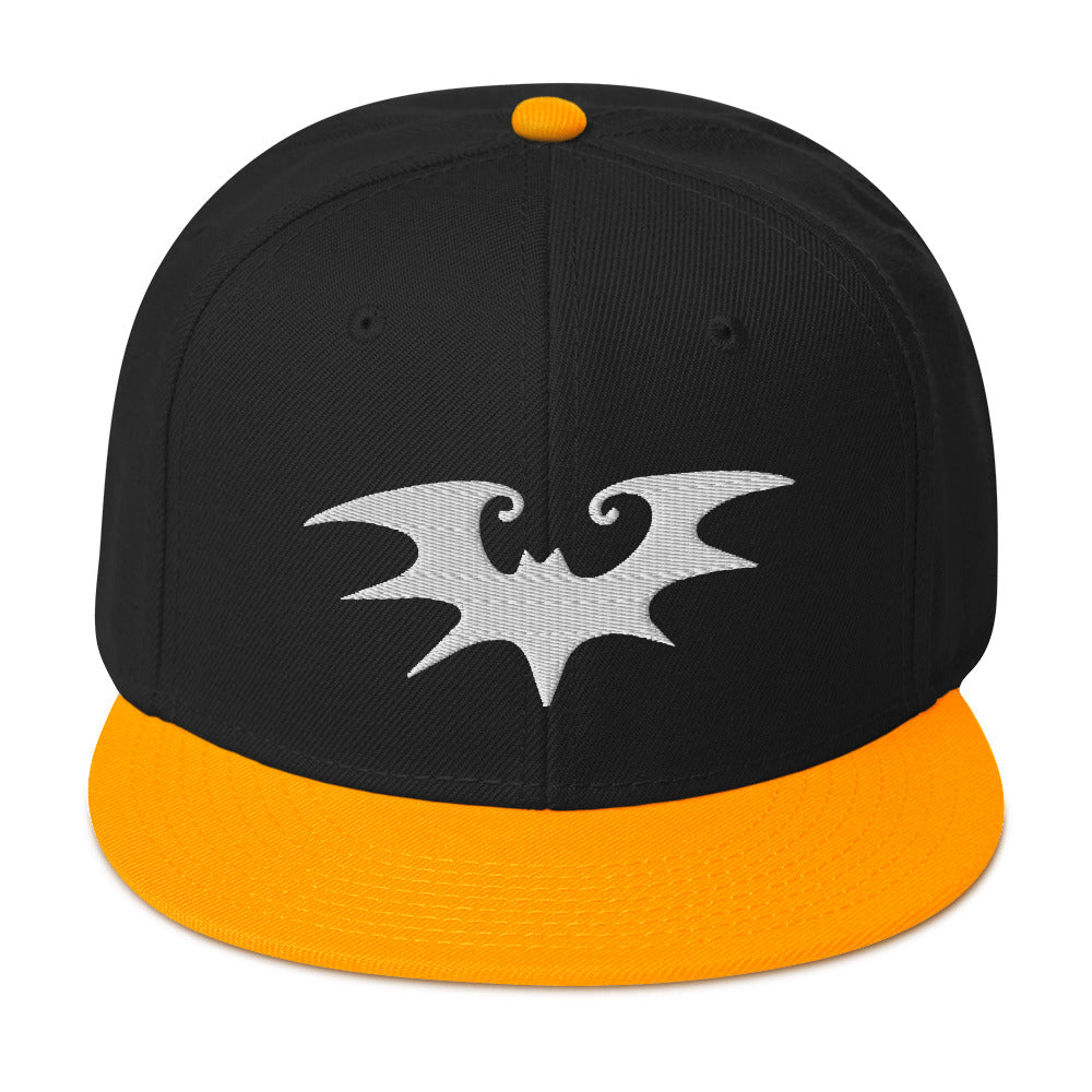 Spooky Goth Vampire Bat Embroidered Flat Bill Cap Snapback Hat