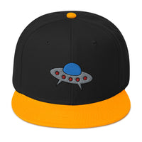 Space Alien Ship UFO Flying Saucer Embroidered Flat Bill Cap embroidered snapback hat, product image 15