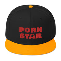 Red Porn Star Logo Embroidered Flat Bill Cap embroidered snapback hat, product image 15