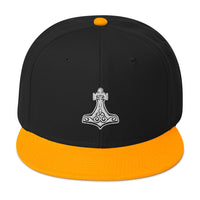 Viking God of Thunder Hammer Mjolnir Embroidered Flat Bill Cap embroidered snapback hat, product image 16