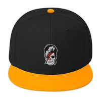 Lightning Bolt Skull David Bowie Embroidered Flat Bill Cap embroidered snapback hat, product image 16