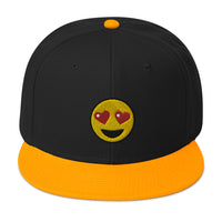 Heart – Eyes Emoji Embroidered Emoticon Flat Bill Cap embroidered snapback hat, product image 15