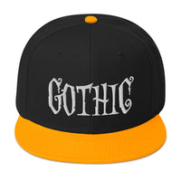White Gothic Dramatic Style Embroidered Flat Bill Cap embroidered snapback hat, product image 15