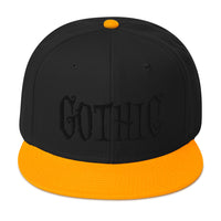 Black Gothic Dramatic Style Embroidered Flat Bill Cap embroidered snapback hat, product image 16